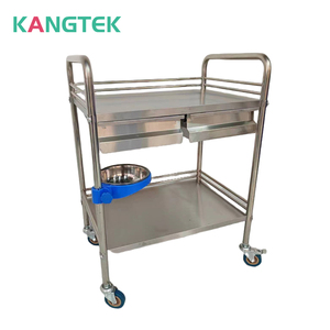 Bệnh Viện điều trị y tế giỏ hàng hoạt động Xe đẩy 2 lớp 201 thép không gỉ Dụng cụ phẫu thuật Xe đẩy với ngăn kéo - Product Image 3