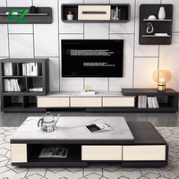 Meuble TV moderne de luxe en aluminium de style européen avec éclairage LED et fonction de rangement pour salon et appartement