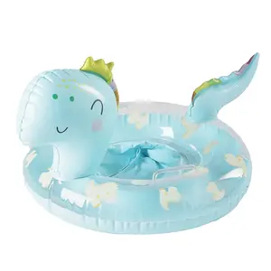 Thiết kế mới khủng long bé inflatable bơi vòng Float vòng với Ghế trẻ em Inflatable khủng long hồ bơi Float đi-on