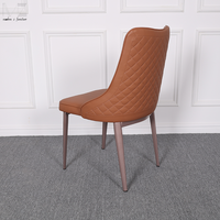 Foshan Mid Century Dinning Chair Chaises De Salle A Manger Pieds en acier inoxydable Chaise de salle à manger moderne en cuir PU marron de luxe