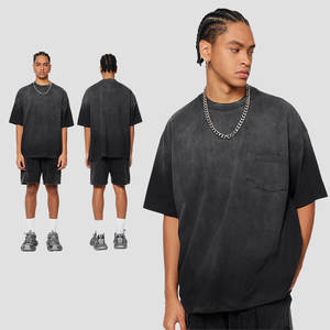 Boxy Heavy Acid Wash T-shirt 100% Cotton Luxury Washed t Shirt Plus-size <b>Perfect</b> T-shirt Blank Vintage <b>Fitted</b> T Shirt for Men - Product Image 2