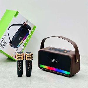 Xách Tay LED Nhấp Nháy Ánh Sáng Máy Karaoke M2206 + Retro Mini Micro Bluetooth Loa Ngoài Trời Cầm Tay Ca Hát Loa - Product Image 4