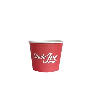 Kustom 18oz 560ml Logo putih dicetak daur ulang tahan air kertas merah cangkir mangkuk dengan tutup untuk makanan jalan makanan