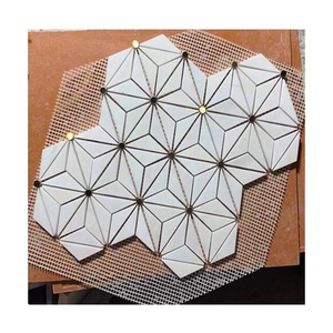 Carrelage de mosaïque de <span class=keywords><strong>géométrie</strong></span> Carlyle Carrelage carré en marbre blanc de Carrare aiguisé - Product Image 4
