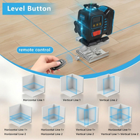 Niveau laser vert haute énergie Biyoti BYT-4D23LL à 16 lignes, auto-nivelant, télécommande, compatible avec batterie au lithium 21V, équipement de nivellement