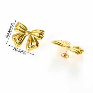 Pendientes de Acero Inoxidable con Lazo Grande, Chapados en Oro, Joyería Gruesa, Regalo - Product Image 2