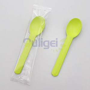 Cuchara de yogur desechable personalizable al por mayor de fábrica, cubiertos de almidón multicolor para llevar con embalaje individual - Product Image 6