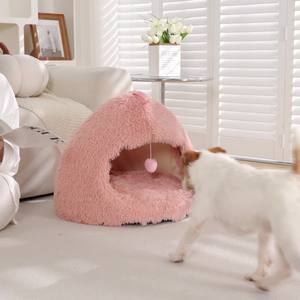 Cama para Gatos de Tela Ecológica con Diseño Simple y Sólido, Cueva de Felpa Cálida con Base Antideslizante, Cama para Perros, Suministros para Mascotas - Product Image 4