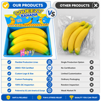 Vente en gros d'usine : Jouet anti-stress souple et extensible en forme de banane réaliste, mini, en boîte de présentation, unisexe pour enfants et adultes