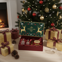 Kotak Kertas Lipat Natal Portabel Custom dengan Embossing dan Laminasi Matt untuk Kemasan Hadiah Kosmetik, Perawatan Kulit, dan Makeup (Kotak Rigid)