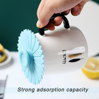 Vente en gros de couvercle de tasse de tournesol en silicone pour le thé/café couvercle de tasse en silicone de qualité alimentaire accessoires de verres anti-poussière et réutilisables
