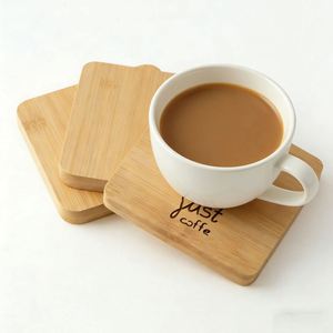 Posavasos de Corcho Cuadrado Promocional, Posavasos de Madera de Haya Vintage para Regalo de Boda, con Logotipo Personalizado Grabado - Product Image 2