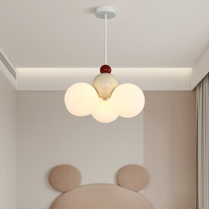 Cream Pendant <b>Light</b> Led Round Touch Control Single Head <b>Chandelier</b> For Home Modern Minimalist Style - Product Image 1