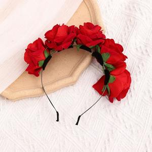 إكسسوارات شعر عالية الجودة للبيع بالجملة ، عصابة رأس للزهور والزهور الحمراء والزهور للنساء ، ملصقات شعار قابلة للتخصيص - Product Image 3