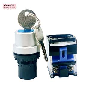 Interrupteur à bouton poussoir en aluminium à points argentés de 22 mm du fabricant, LA38-11Y/2, sans clé, à deux positions, équipement électrique - Product Image 1