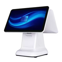 Système de point de vente à double écran 15,6 pouces à prix avantageux, écran tactile capacitif 10 points, paiement QR/NFC, terminal tout-en-un Android/Win10