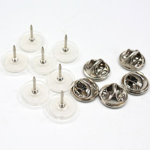 Haute qualité forme ronde Transparent 12mm Badge broche arrière adhésif en plastique broche papillon embrayage ensemble - Product Image 1