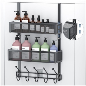 Door Mounted Key Rack <b>Wall</b> <b>Storage</b> Organizer 2 Tier Black Metal Mail And Key Holder For Entryway <b>Bedroom</b> Closet - Product Image 3