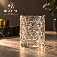Verre à whisky personnalisé avec logo, 280 ml, en verre gaufré, style Old Fashioned, base épaisse, pour cocktails, cadeau pour homme, Bolong
