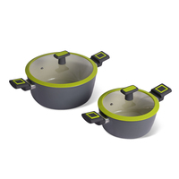 Ensemble de 7 casseroles en alliage d'aluminium avec revêtement antiadhésif en céramique, fond à induction, couvercles en verre et poignées en bakélite et silicone