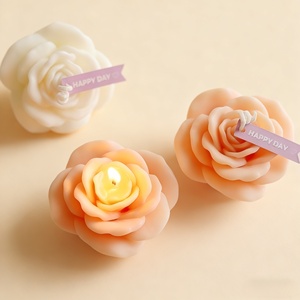 DKB เทียนหอมเทียนดอกไม้สีม่วงที่สร้างสรรค์ชุดของขวัญเทียนไขถั่วเหลืองหอมกลิ่นกุหลาบ - Product Image 6