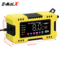 Chargeur de batterie au plomb pour moto et voiture E-MaLX Smart 12V8A avec écran couleur