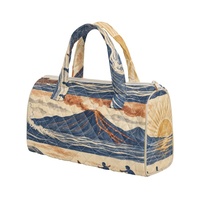Sac à main brodé personnalisé avec imprimé vague hawaïenne et motif floral Hibiscus des Fidji pour le shopping, les voyages et le quotidien