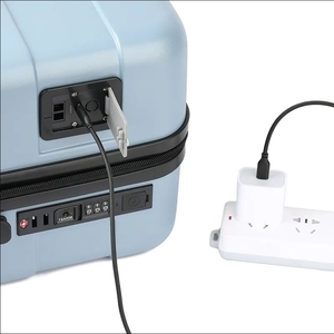 Nouvelle <span class=keywords><strong>valise</strong></span> à roulettes en <span class=keywords><strong>polycarbonate</strong></span> à compression automatique avec pompe intégrée, port USB, serrure TSA et roues de marque - Product Image 2