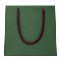 Petit sac cadeau en papier kraft vert foncé avec poignées tressées épaisses pour bougies, huiles essentielles, boîtes de thé, emballages d'artisanat