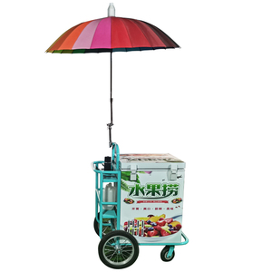 รถเข็นขายอาหารกลางแจ้ง รถเข็นไอศกรีมแบบมีตู้แช่แข็ง - Product Image 2