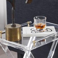Moderne X Jambe Décor Pliable Lucite Acrylique Portable Personnalisé Table Présentoir Plateau Tables Salon Présentoir En Gros
