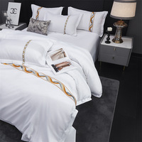 Nouvelle sangle sangle Style épais Polyester ensemble de literie blanc drap de lit housse de couette taies d'oreiller hôtel ensemble de literie