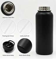 Bouteille d'eau sport en acier inoxydable à double paroi isolée sous vide, écologique, 1000 ml (32 oz), couleur personnalisée, logo, maintien thermique 12-24h