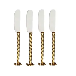 Creative Reusable cheese knives and spreaders Brass Twisted Handle Butter Knife Tableware Flatware Set