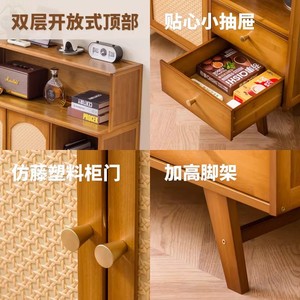 Retro-style solid wood wine cabinet, living room/dining room <b>sideboard</b> <b>storage</b> cabinet, Nordic style wall-mounted <b>storage</b> tea - Product Image 2