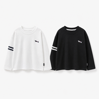 T-shirt Enfant 2026 à Manches Longues Brodé Chiot Coupe Ample Col Rond Décontracté Streetwear Haut Unisexe pour Enfants Usage Quotidien