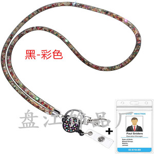 Cordon d'identification rétractable transfrontalier en cristal, collier filet de pêche, nouveau style de cordon pour téléphone portable, avec boucle à tirage facile, en - Product Image 2