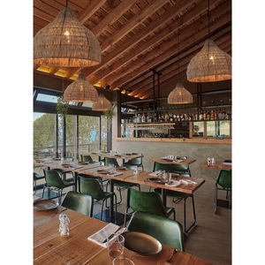 Lustre en rotin à trois têtes E27, luminaire suspendu rond pour restaurants, hôtels, décoration de salon - Product Image 4