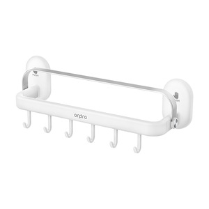 Simple Style Towel Rack 2 Bars Suction Cup Wall Mounted Bathroom Storage Organizer Shelf - Product Image 5