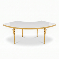 Mesa de Comedor Combinada de Lujo Moderna con Patas Doradas, Estructura de Acero Inoxidable y Cubierta de Vidrio Templado para Banquetes y Bodas