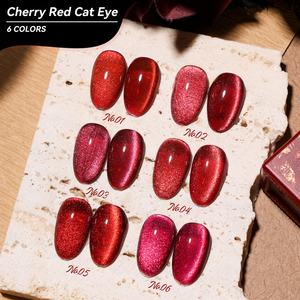 JTING Nueva Tendencia, Esmalte de Uñas en Gel Efecto Ojo de Gato en 6 Colores Rojo Cereza, Compatible con Marca Privada, Proveedor de Esmalte de Uñas en Gel Efecto Ojo de Gato Rubí Personalizado - Product Image 1