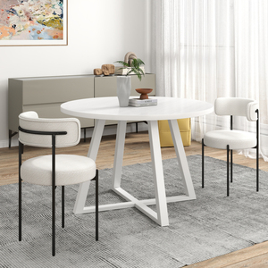 Durban Ensemble de salle à manger rond 3 pièces, table à chevalet avec 2 chaises boucle - Product Image 4