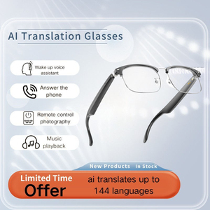 Lunettes intelligentes avec caméra, prise en charge de 160 langues, verres photochromiques, traduction vocale en temps réel, lecture de musique pour les voyages - Product Image 5