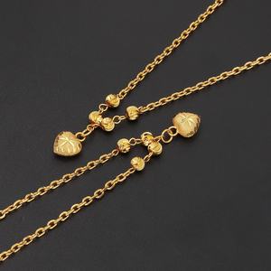 Jxx <b>Fashion</b> Women's 24K Gold Copper Necklace Bead Chain Heart Link Chain with Claw Setting Classic Style Cute Brass Jewelry - Product Image 2