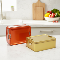 Boîte à gâteau carrée en fer blanc de qualité alimentaire 120*120*95mm, méthode de fermeture à clipser, conteneur en fer blanc avec couvercle