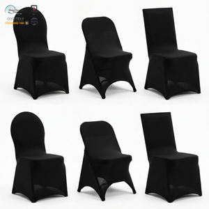 Funda elástica ajustable para silla de hotel, con certificación NFPA 701, color negro azul marino, con frente arqueado, para conferencias, venta al por mayor - Product Image 1