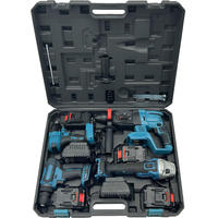 Ensemble de perceuse électrique sans fil à batterie lithium-ion 20V, marteau perforateur rotatif, meuleuse d'angle, couple de 500 N.m, coffret en plastique rigide