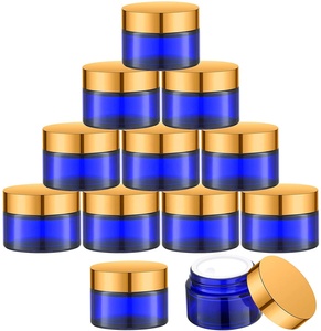 Pot rechargeable en verre pour crème cosmétique, vide avec cobalt <span class=keywords><strong>bleu</strong></span>, lotion, baume, crème, 1OZ, 30ml, 1OZ, nouveauté - Product Image 1