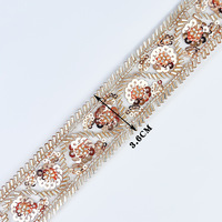 Ceinture de mariage vintage de luxe, écologique, faite à la main, avec décorations de sequins, perles dorées, dentelle, garniture florale en maille, sexy et classique