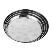 Plateau Rond Plat en Acier Inoxydable Grande Taille Multifonctionnel pour Restaurant, Barbecue, Plateau de Fruits et Service Alimentaire - Vente Chaude